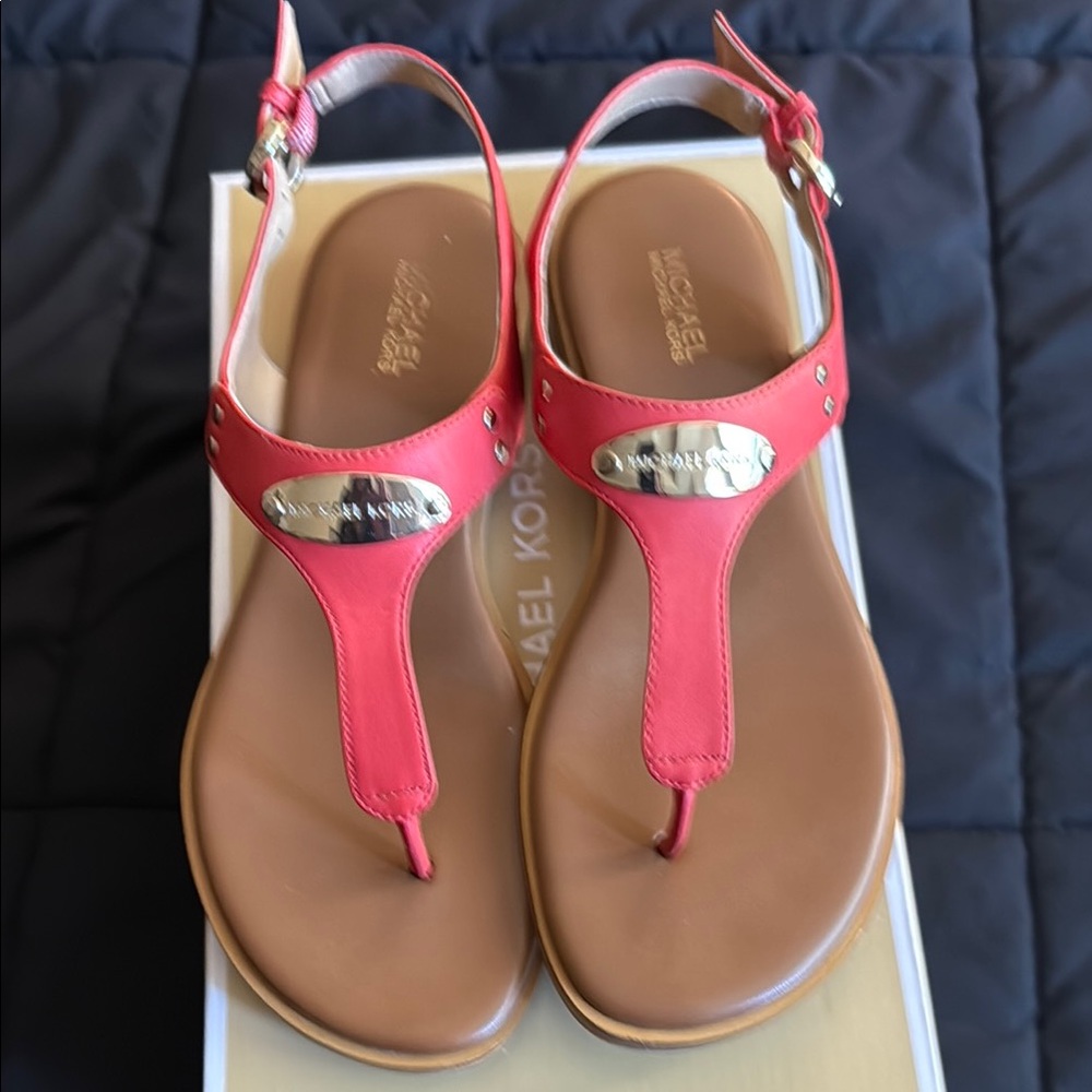 Michael Kors Coral Sandals with Gold Accents